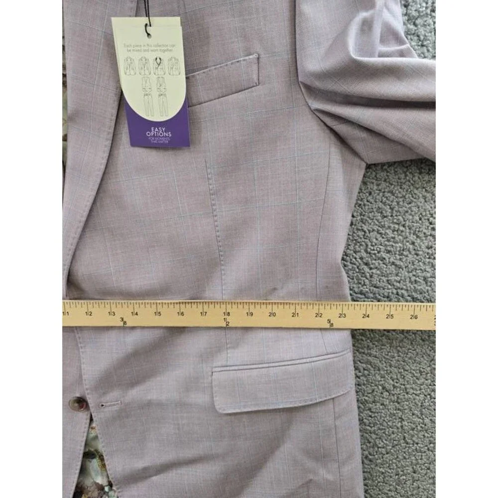Tayion Collection Regular-Fit Suit Jacket Men's 46L Pink Flap Pocket Long Sleeve